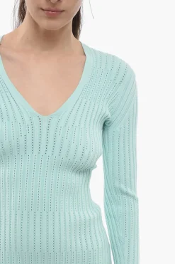 Vestito Attillato LILIBET a Coste con Scollo a V></noscript>Aeron Hot