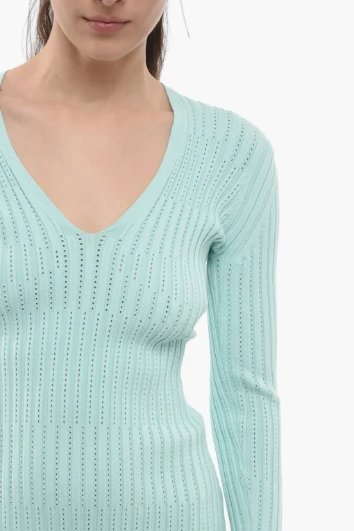Vestito Attillato LILIBET a Coste con Scollo a V>Aeron Hot