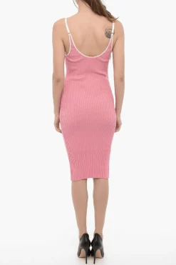 Fashion Vestito Attillato NAOMI in Maglia a Costine con Nastro in Velour Donna Vestiti