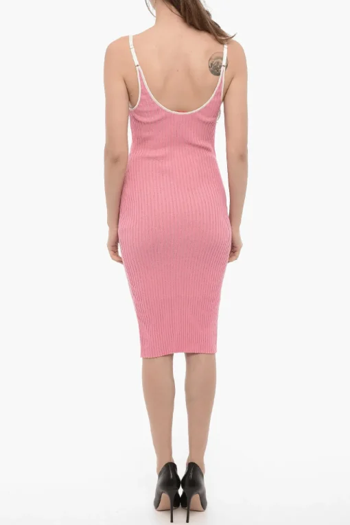 Fashion Vestito Attillato NAOMI in Maglia a Costine con Nastro in Velour Donna Vestiti