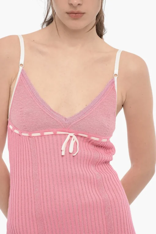 Fashion Vestito Attillato NAOMI in Maglia a Costine con Nastro in Velour Donna Vestiti