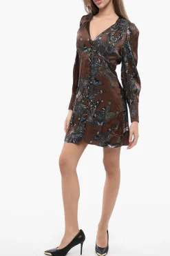 Vestito AUDEN DIANA in Raso a Fantasia con Abbottonatura Frontale>AllSaints Outlet