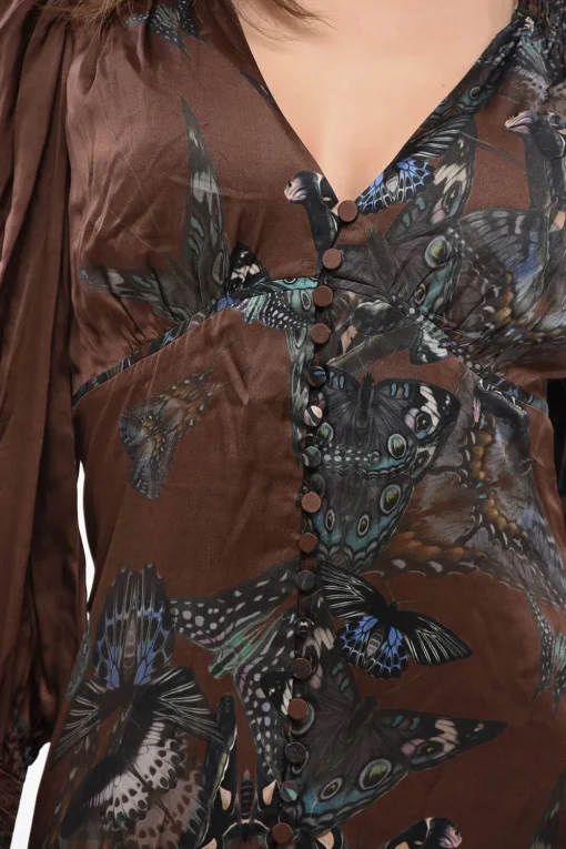 Vestito AUDEN DIANA in Raso a Fantasia con Abbottonatura Frontale>AllSaints Outlet