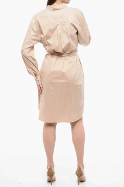 Discount Vestito Camicia A Maniche Lunghe Con Cintura Donna Vestiti