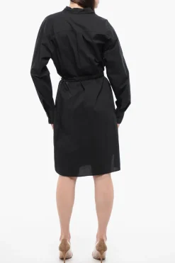 New Vestito Camicia A Maniche Lunghe Con Cintura Donna Vestiti