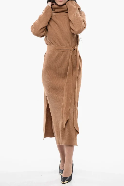New Vestito CANAAN in Maglia a Collo Alto con Cintura Donna Vestiti