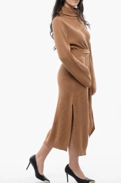 New Vestito CANAAN in Maglia a Collo Alto con Cintura Donna Vestiti
