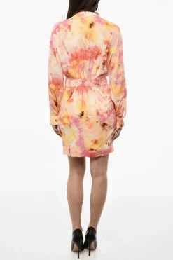 Vestito Chemise In Misto Seta Con Motivo Floreale>Dsquared2 Online