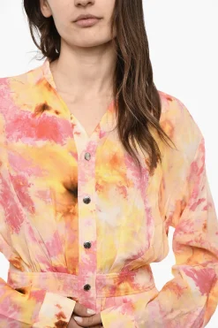 Vestito Chemise In Misto Seta Con Motivo Floreale></noscript>Dsquared2 Online
