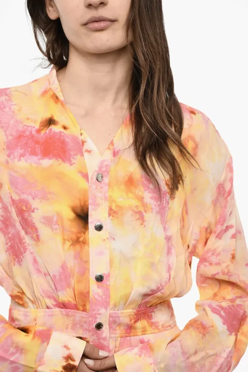 Vestito Chemise In Misto Seta Con Motivo Floreale>Dsquared2 Online