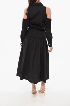 Fashion Vestito Chemisier HAZZARD Cold Shoulder con Frange Donna Vestiti