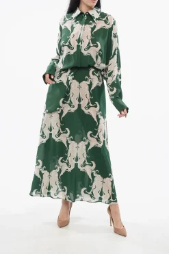 Best Vestito Chemisier in Seta con Stampa Donna Vestiti