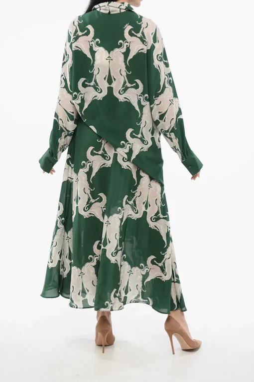 Best Vestito Chemisier in Seta con Stampa Donna Vestiti