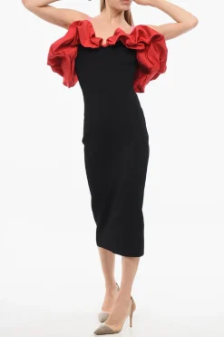 Sale Vestito Cold-Shoulder in Maglia con Dettaglio Ruffle Donna Vestiti