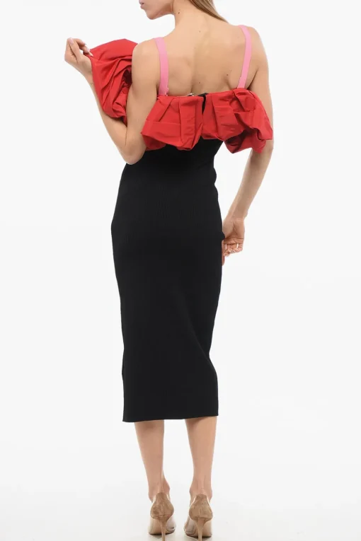 Sale Vestito Cold-Shoulder in Maglia con Dettaglio Ruffle Donna Vestiti