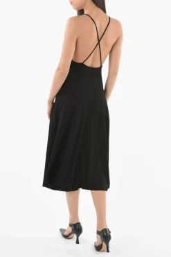 Clearance Vestito con Fondo Drappeggiato e Spallini Incrociati Donna Vestiti