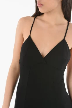 Clearance Vestito con Fondo Drappeggiato e Spallini Incrociati Donna Vestiti