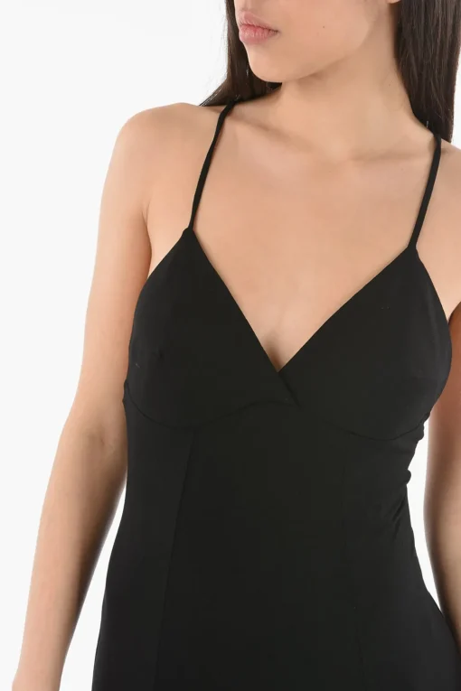 Clearance Vestito con Fondo Drappeggiato e Spallini Incrociati Donna Vestiti
