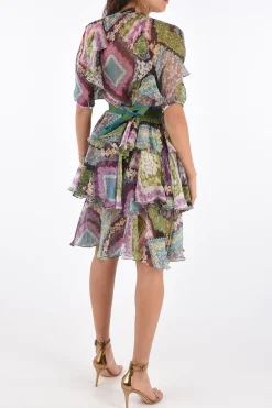 Vestito con Volant in Seta con Cintura>Dsquared2 New