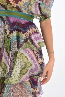 Vestito con Volant in Seta con Cintura></noscript>Dsquared2 New