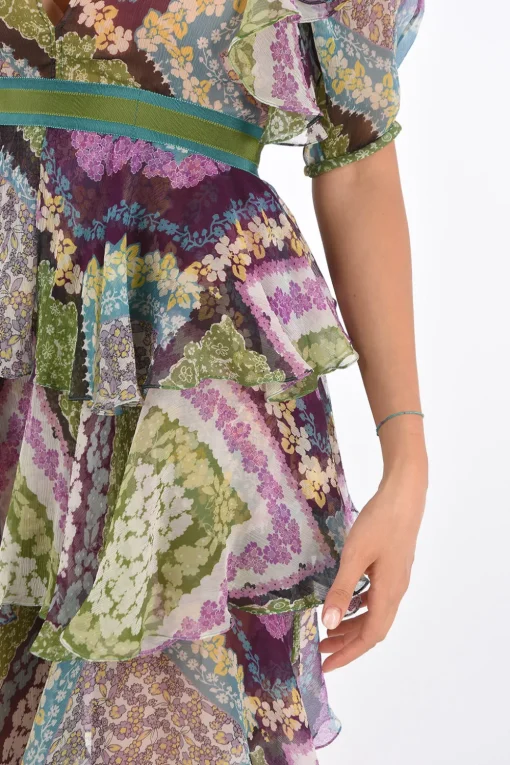 Vestito con Volant in Seta con Cintura>Dsquared2 New