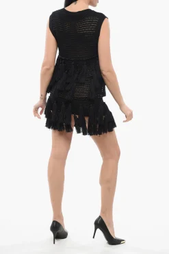 Hot Vestito Crochet con Pennacchi Donna Vestiti