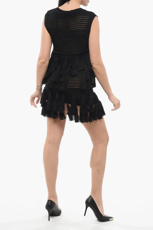 Hot Vestito Crochet con Pennacchi Donna Vestiti