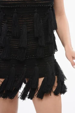 Hot Vestito Crochet con Pennacchi Donna Vestiti