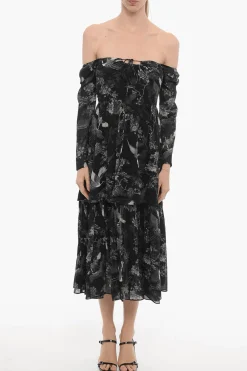 Sale Vestito DEVYN PEGGY Maxi Stampato a Maniche Lunghe Donna Vestiti