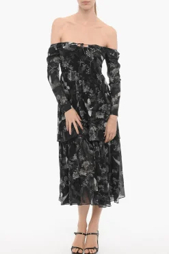 Sale Vestito DEVYN PEGGY Maxi Stampato a Maniche Lunghe Donna Vestiti