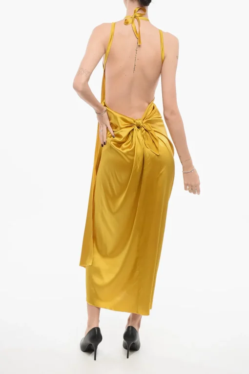 Discount Vestito Dropped Soulder Satinato Donna Vestiti