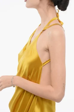 Discount Vestito Dropped Soulder Satinato Donna Vestiti
