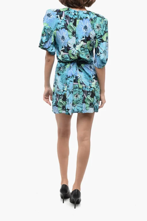 Clearance Vestito Floreale in Seta con Dettaglio Plissé Donna Vestiti