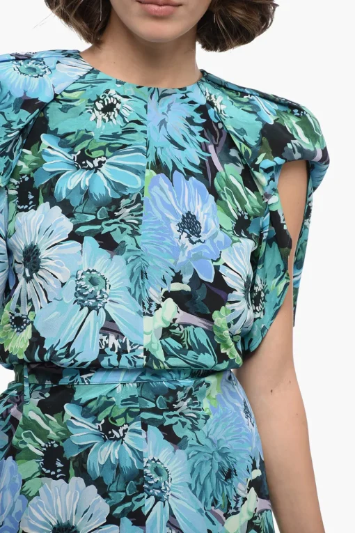 Clearance Vestito Floreale in Seta con Dettaglio Plissé Donna Vestiti
