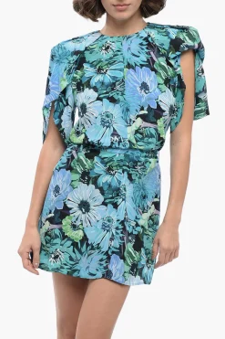 Clearance Vestito Floreale in Seta con Dettaglio Plissé Donna Vestiti