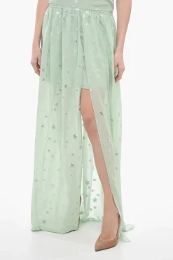 Vestito Halterneck in Seta con Stelle Lurex e Spacco Frontale></noscript>Amiri Fashion