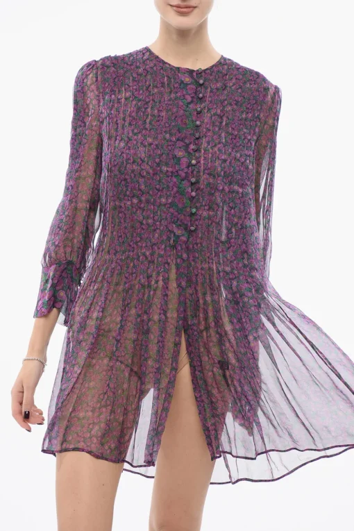Vestito in Chiffon Plissé>Roberto Cavalli Sale