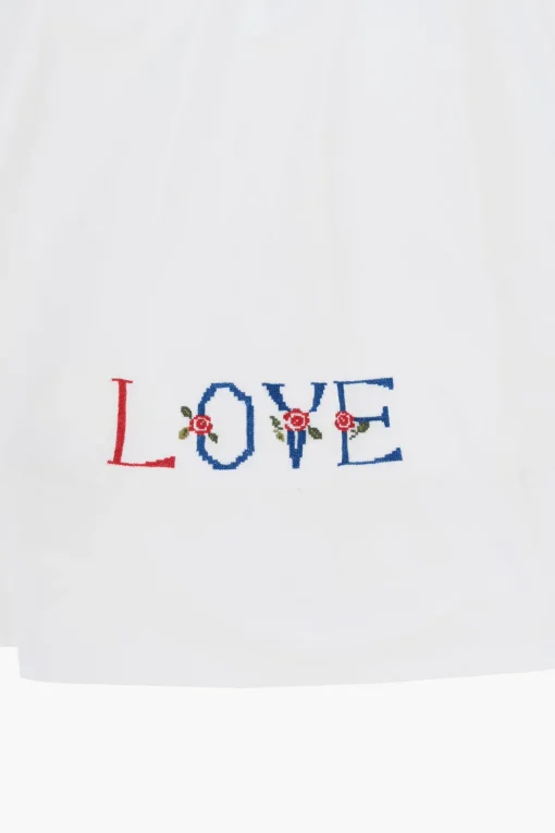 Hot Vestito in Cotone con Rouches e Colletto Peter Pan Abbigliamento