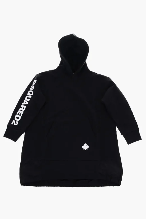 Vestito in Felpa con Tasca a toppa e Cappuccio>Dsquared2 Kids Online