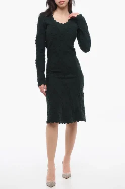 Vestito in Lana con Finniture Geomtriche>Burberry Outlet