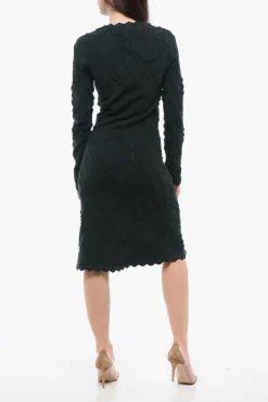 Vestito in Lana con Finniture Geomtriche>Burberry Outlet