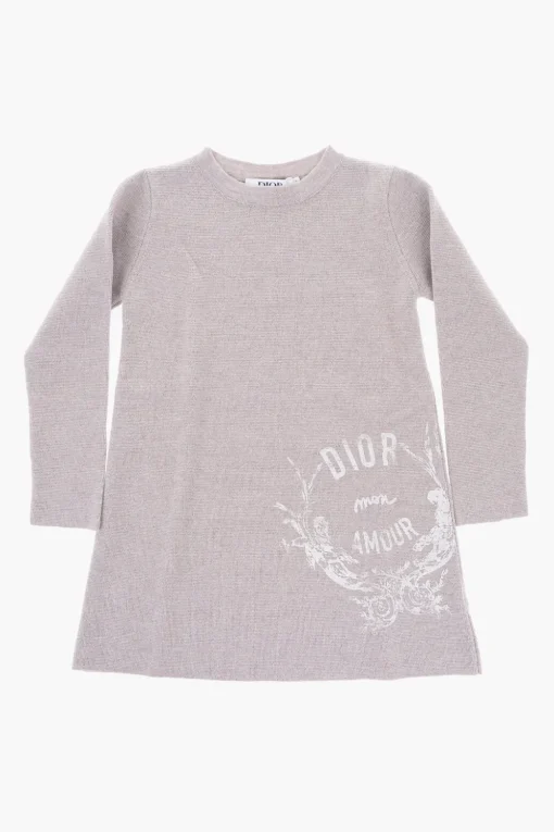 Vestito in Lana Vergine a Maniche Lunghe>Dior Kids Fashion