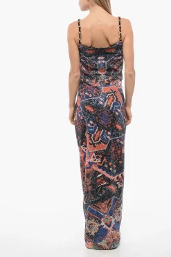 Online Vestito In Paillettes Con Catene E Spacco Profondo Donna Vestiti