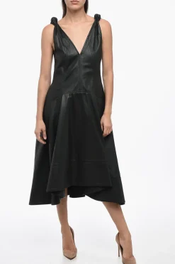 Vestito In Pelle Con Dettagli Annodati>Bottega Veneta Best