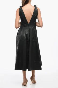 Vestito In Pelle Con Dettagli Annodati>Bottega Veneta Best