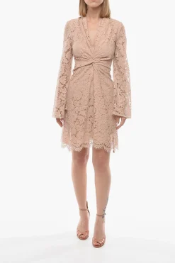 Vestito in Pizzo con Scollo a V e Zip Posteriore>Super Blond Discount