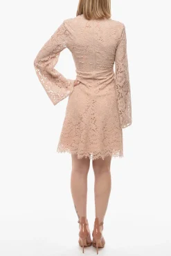 Vestito in Pizzo con Scollo a V e Zip Posteriore>Super Blond Discount