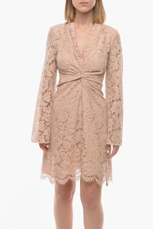 Vestito in Pizzo con Scollo a V e Zip Posteriore>Super Blond Discount