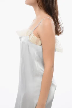 Vestito in Satin UPSIDE DOWN con Blaze in Chiffon></noscript>Off-White Hot
