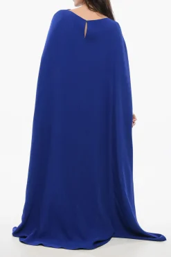 Hot Vestito in Seta Collo a Barca con Design a Cappa Donna Vestiti